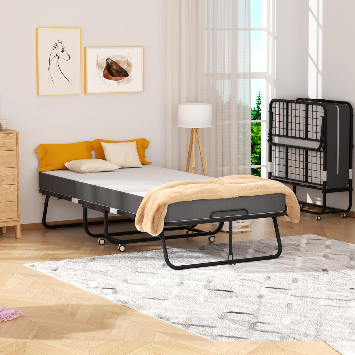Folding Bed with Mattress Twin 75" x 38" C432