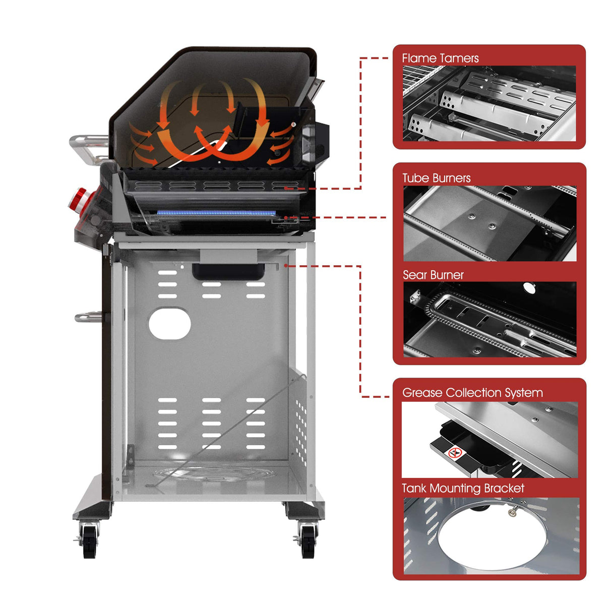 5-Burner Propane Gas Grill with Side Burner T1485