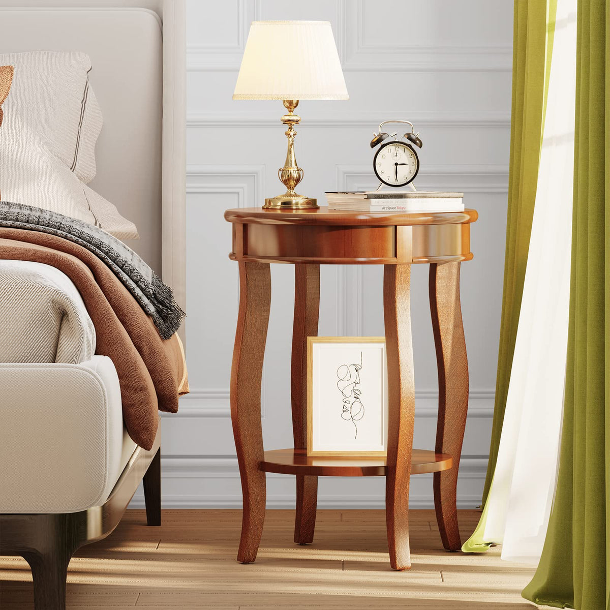 Round Accent Table with Storage Shelf F141