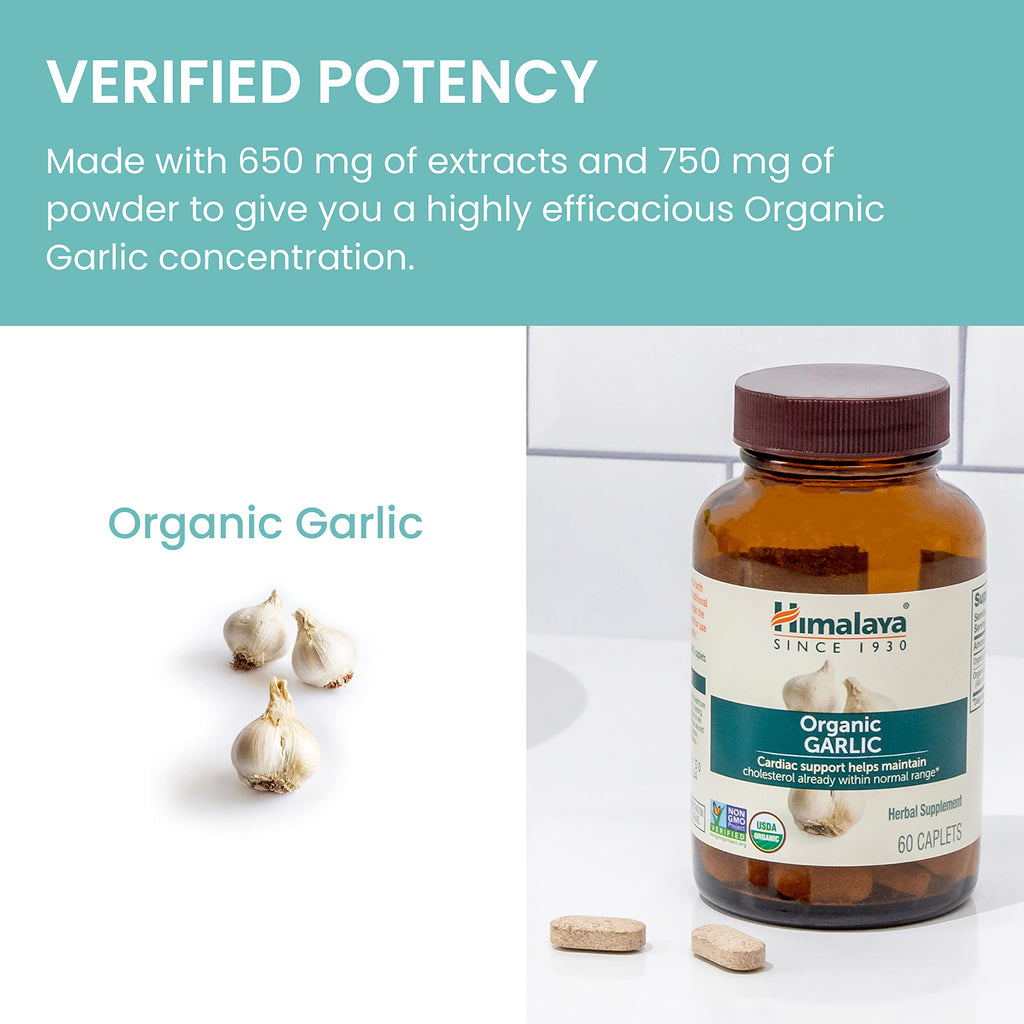 USDA Organic Garlic Supplements 1400 mg 60 Caplets F2543