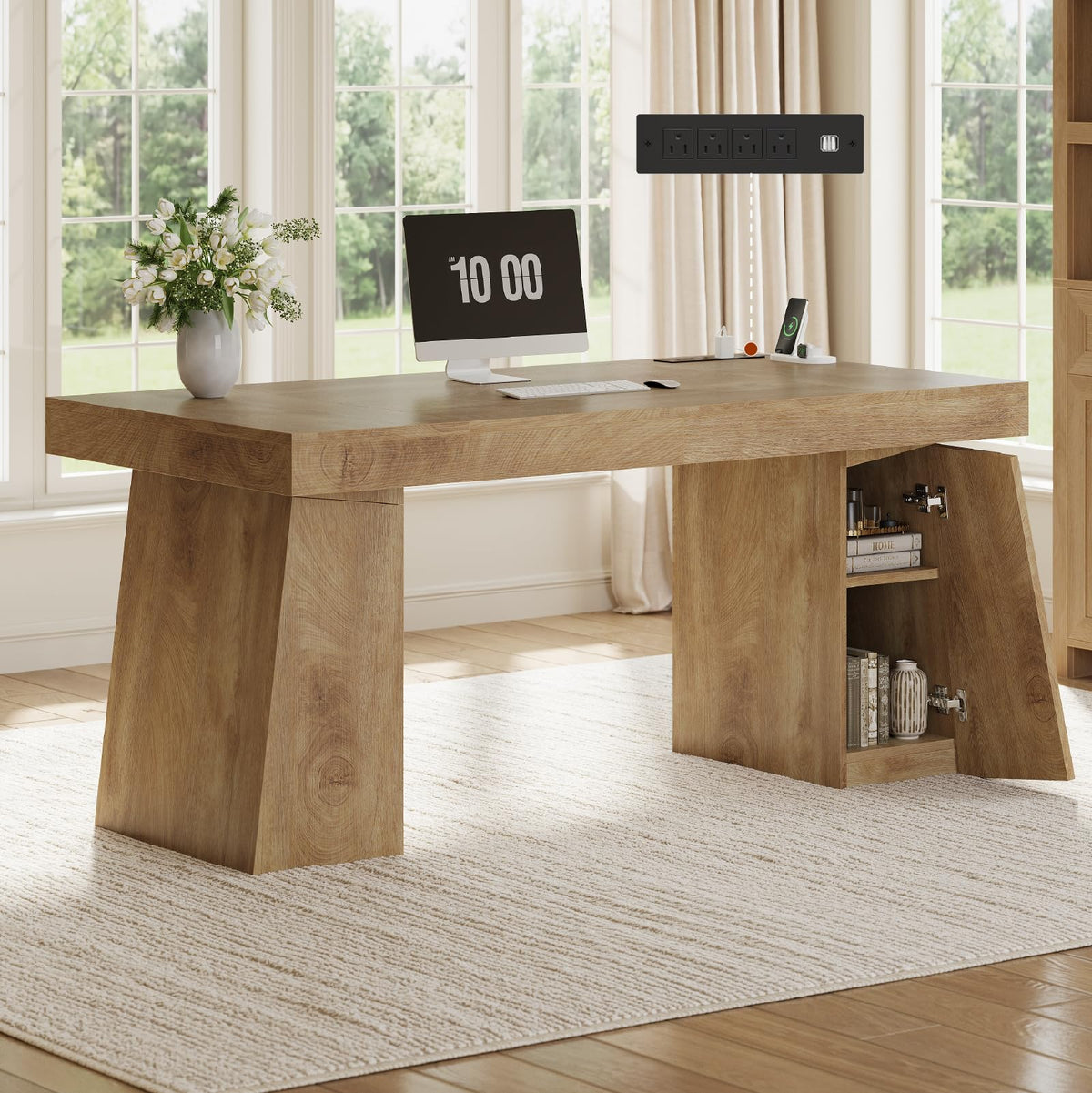55.9" Executive Desk with Storage & Power Outlets Q6743