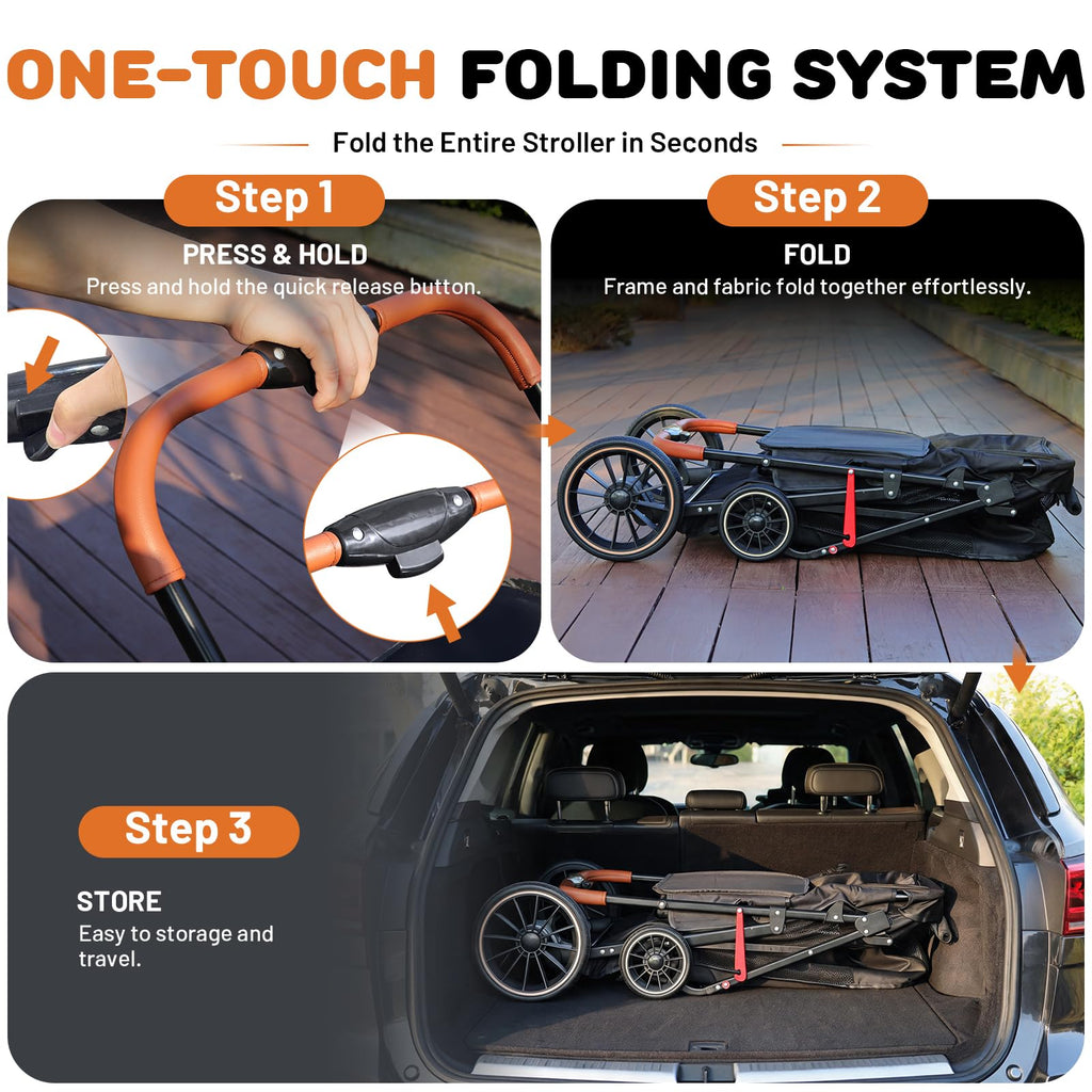 Foldable Pet Stroller up to 80 lbs with All-Terrain Wheels R69201