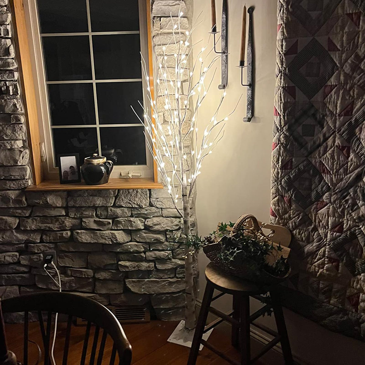 48 LED Lighted Birch Tree 4 Feet S77653