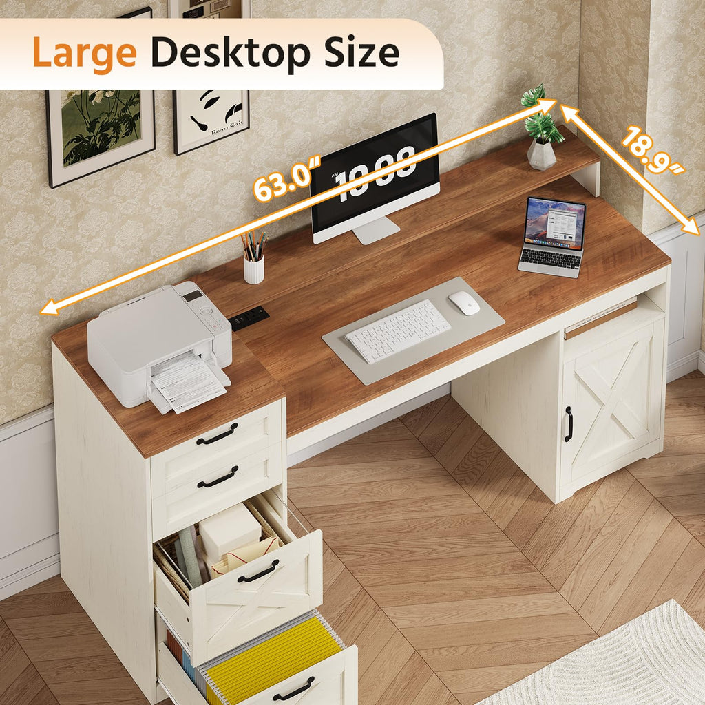 63" Computer Desk with 4 Drawers F1519