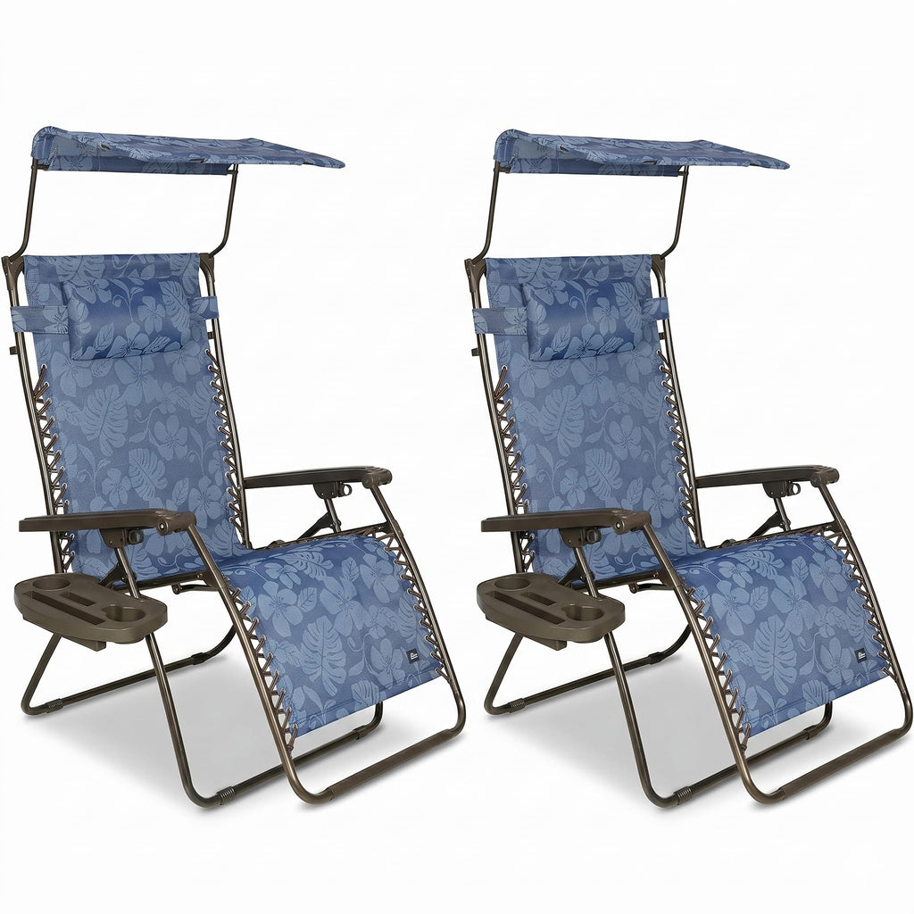 Blue Set of 2 Zero Gravity Outdoor Lounge Chair D429