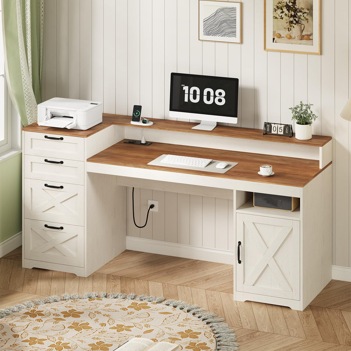 63" Computer Desk with 4 Drawers F1519