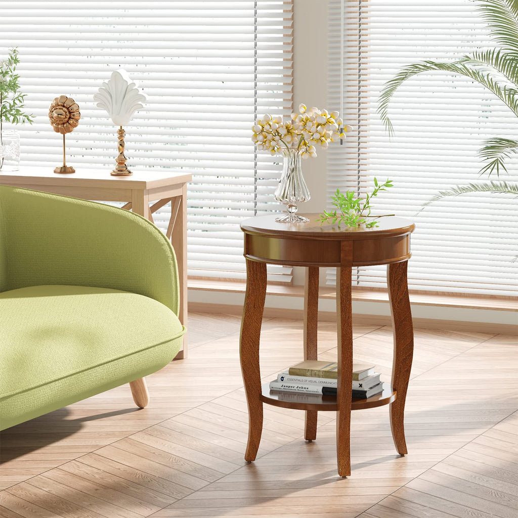 Round Accent Table with Storage Shelf F141