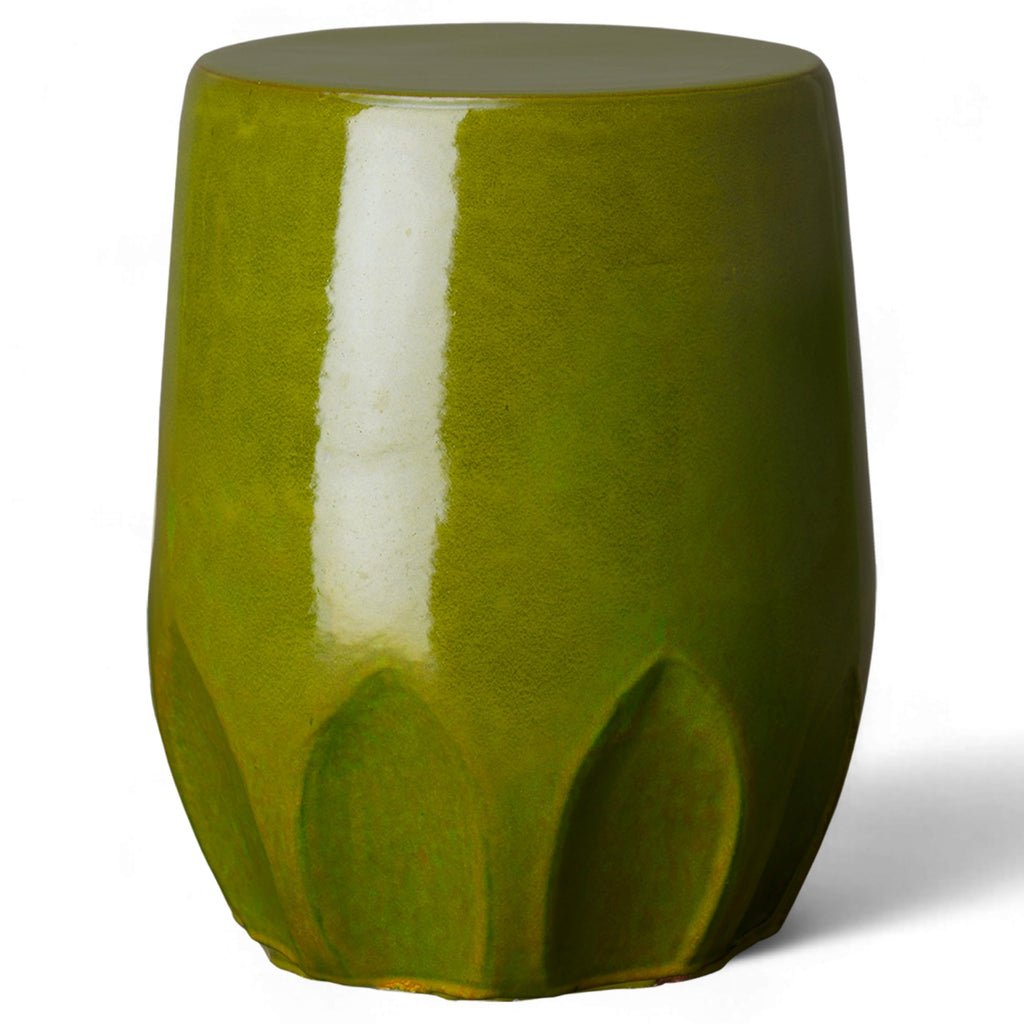 Glossy Glaze Green Round Stoneware Garden Stool A3635