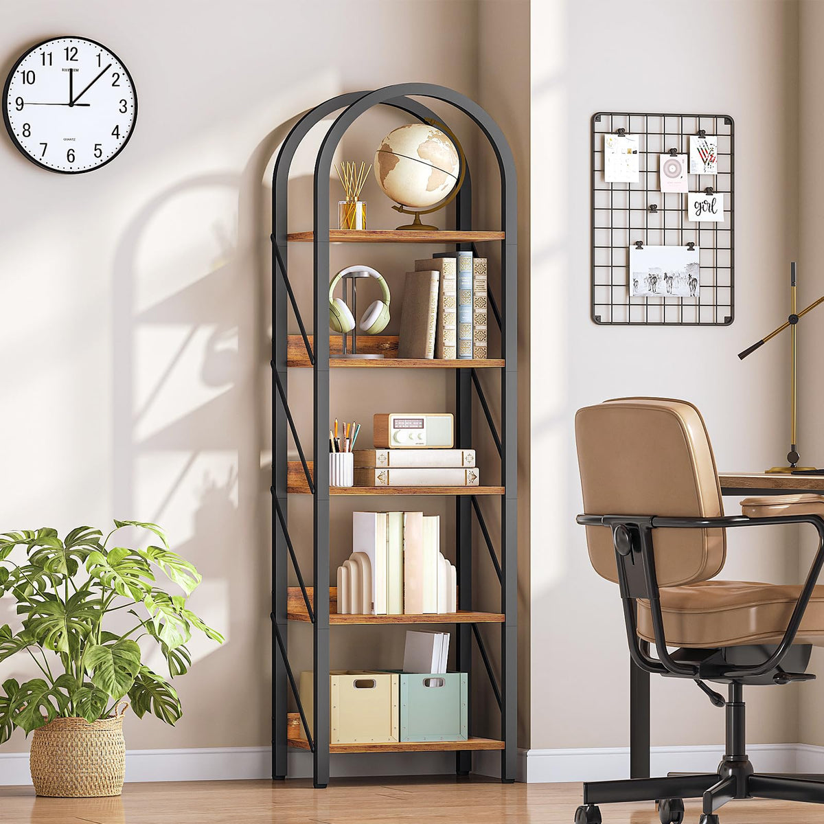 5-Tier Arched Bookshelf with Metal Frame M40370
