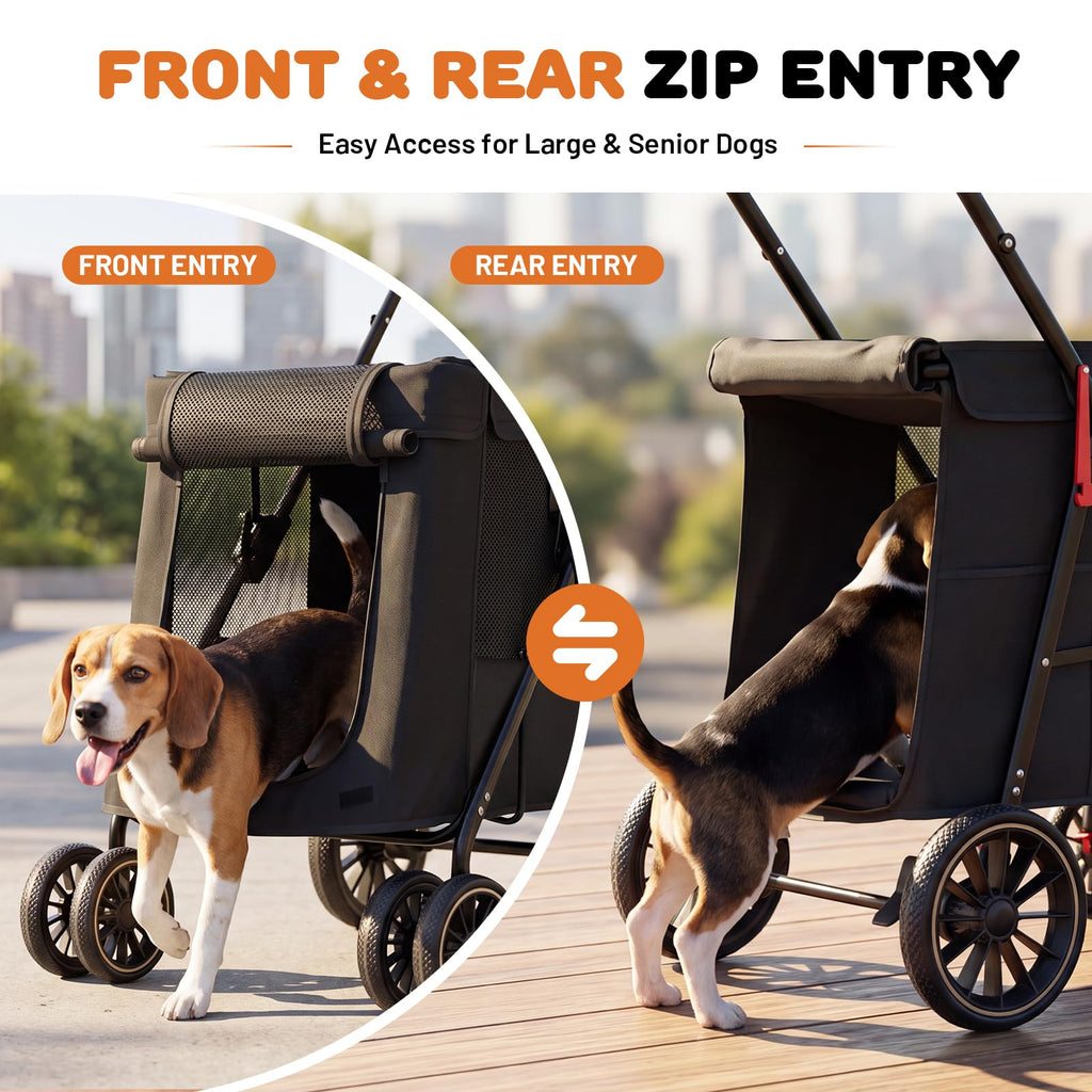 Foldable Pet Stroller up to 80 lbs with All-Terrain Wheels R69201