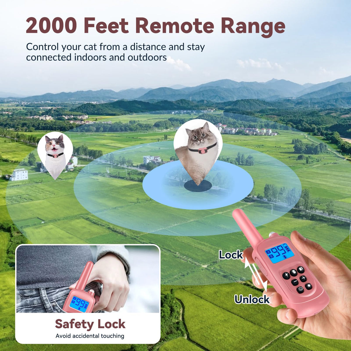 Pink Cat Shock Collar with Remote E8256