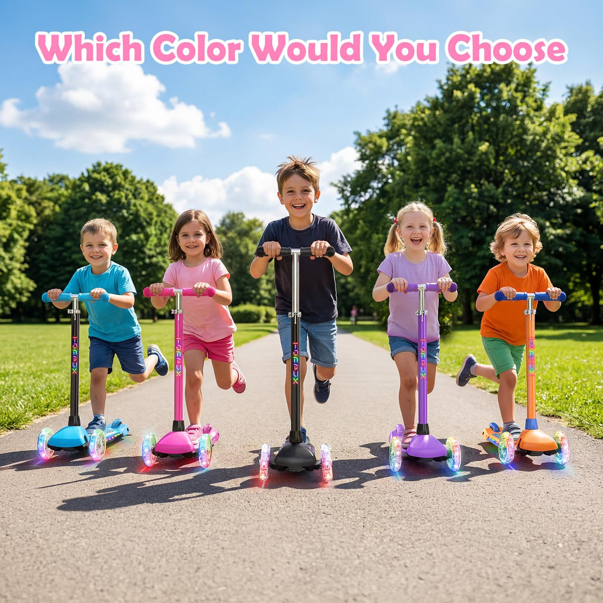 3-Wheel Kids Scooter with Light-Up Deck and Wheels D7172