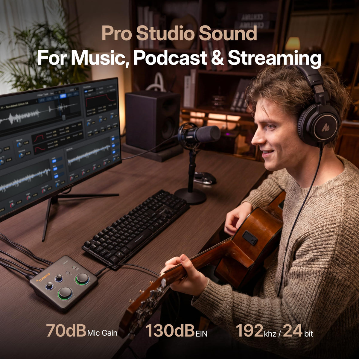 USB Audio Interface with 70dB Gain F207470