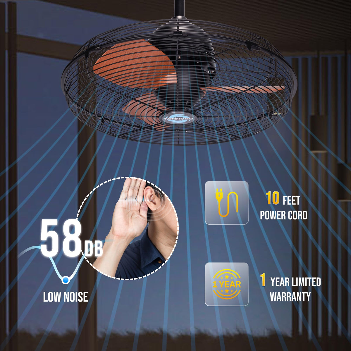 20-Inch Outdoor Ceiling Fan with Remote Control B170647