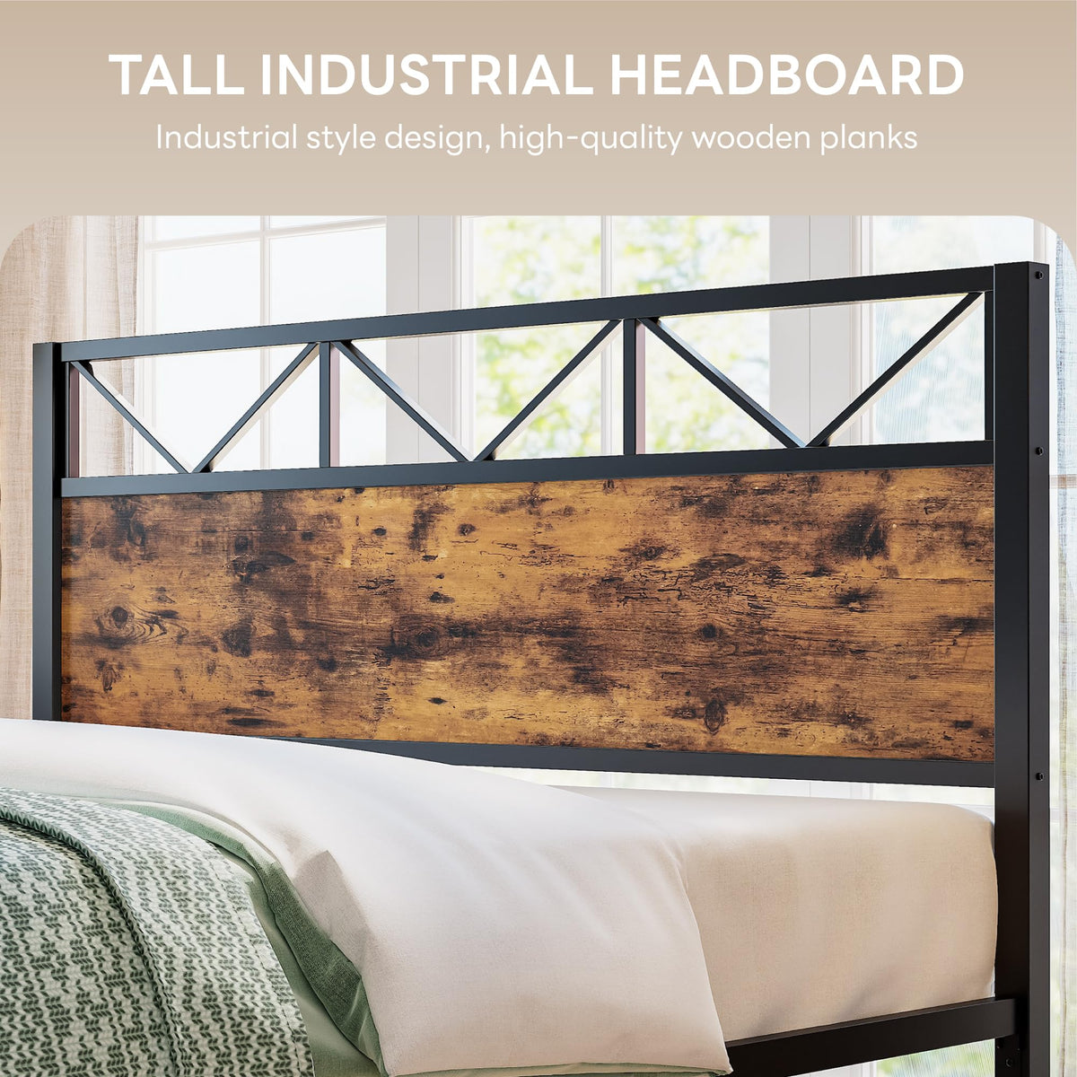 California King Platform Bed Frame with Tall Headboard O98894