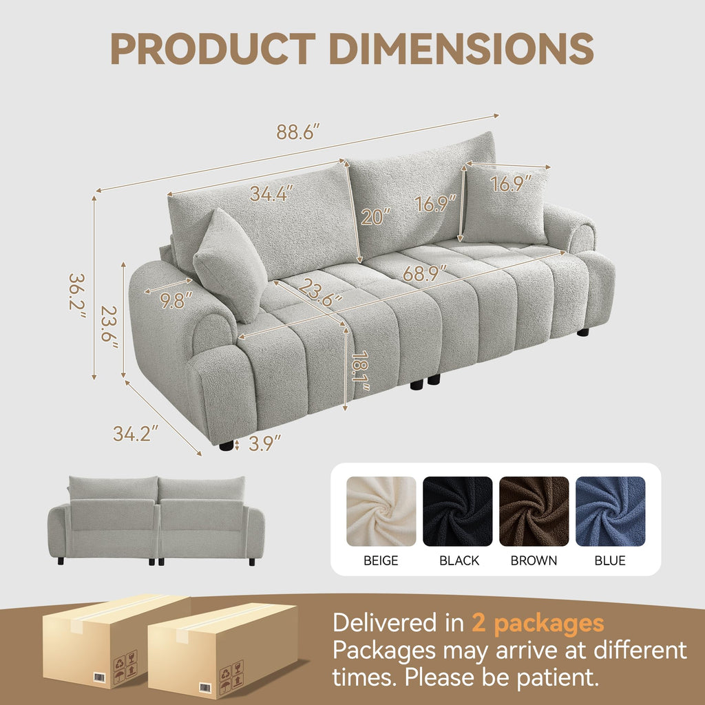 Light Grey Oversized Sherpa Boucle Sofa F886