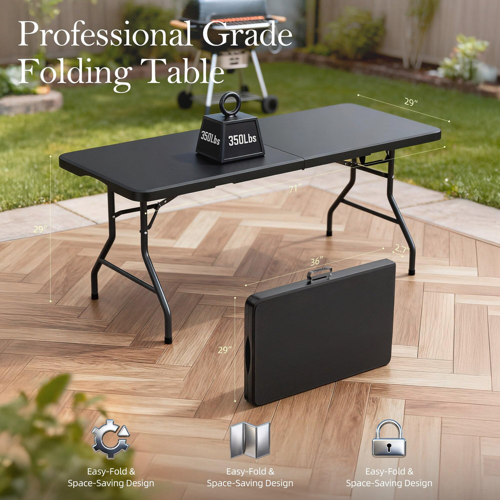 6FT Heavy Duty Foldable Plastic Table I2432