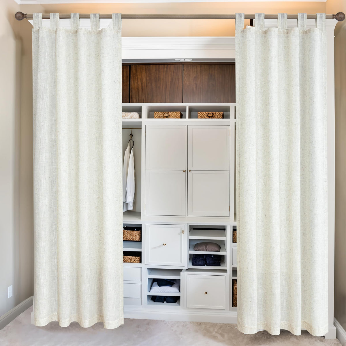 78 Inch Sheer Linen Curtains, 52" W x 78" L 2 Panels Set, Cream J947