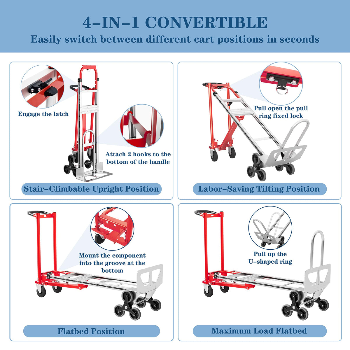1000 lb Aluminum Steel Convertible Hand Truck G691