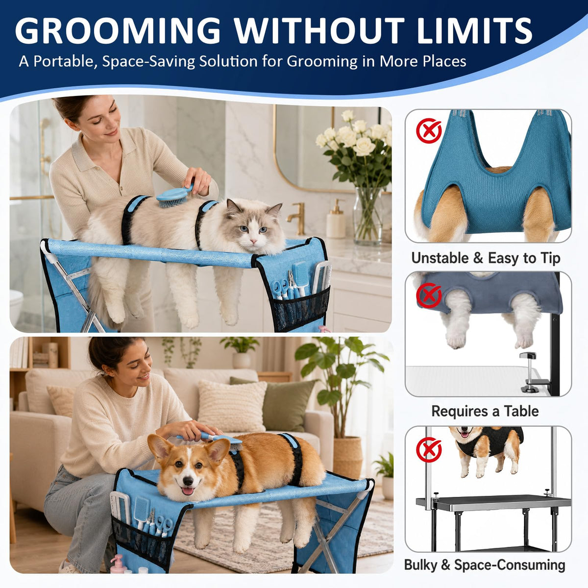 Pet Grooming Hammock with Stand K9829