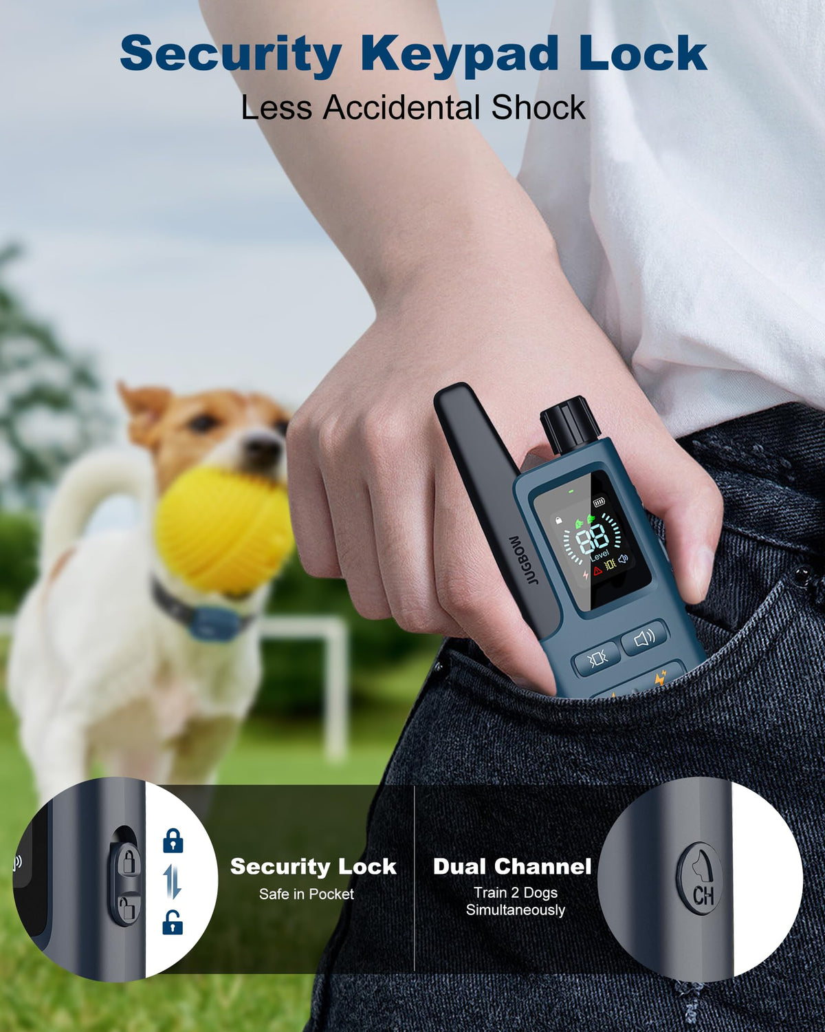 4500FT IPX8 Waterproof Rechargeable Dog Training Collar with Remote W962