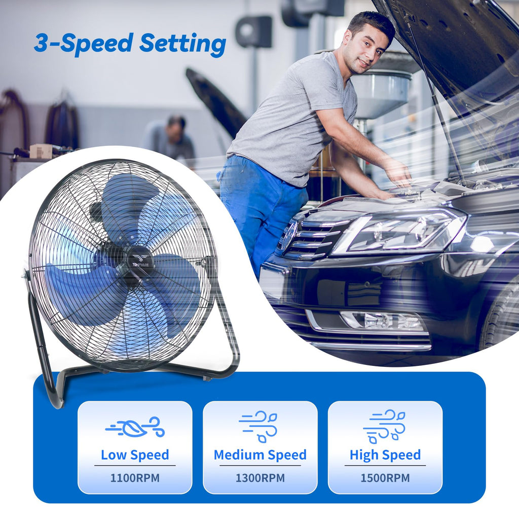 20 Inch High Velocity Floor Fan and 5000W Electric Garage Heater J7463