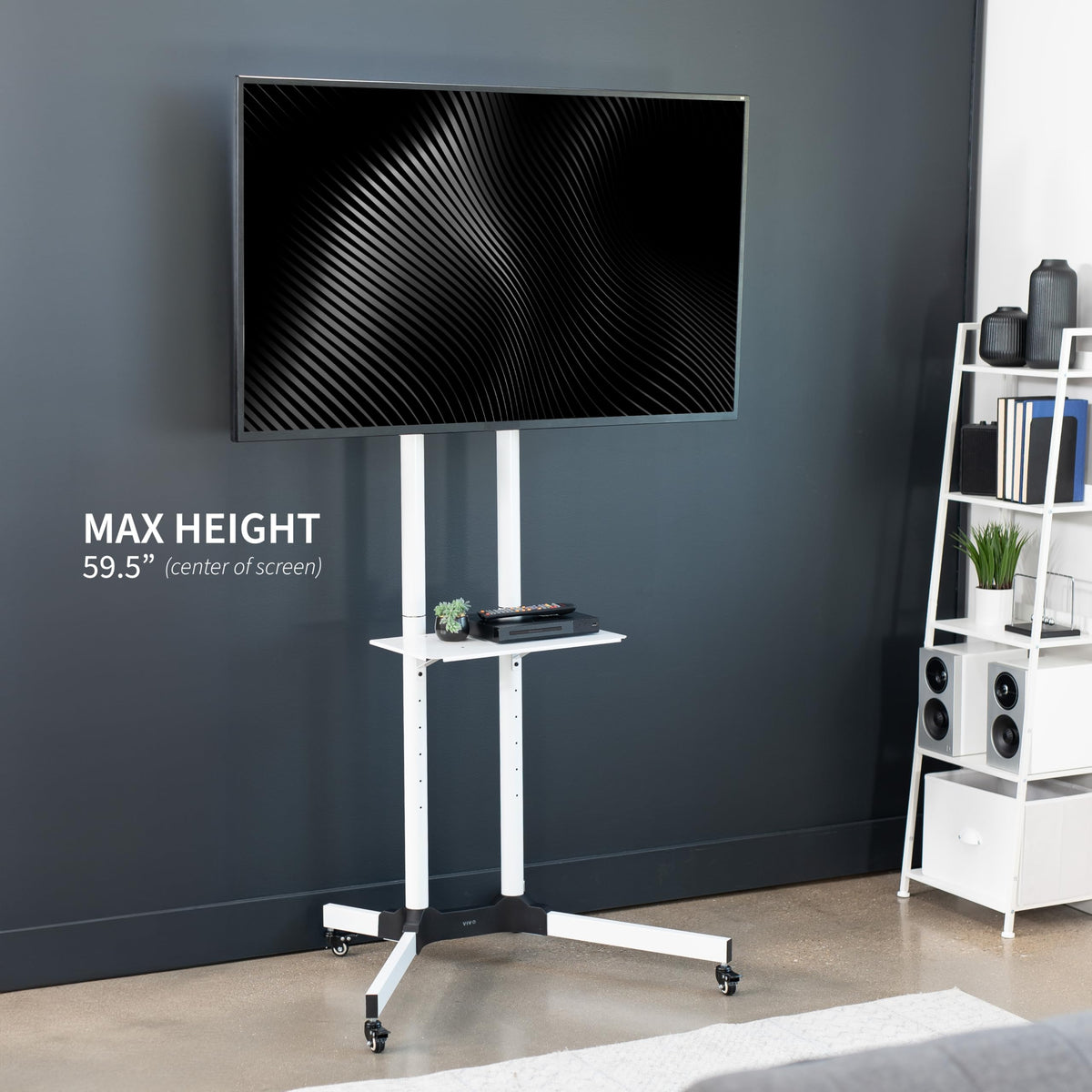 Mobile TV Cart for 32 to 83 inch Screens up to 110 lbs, White O6006
