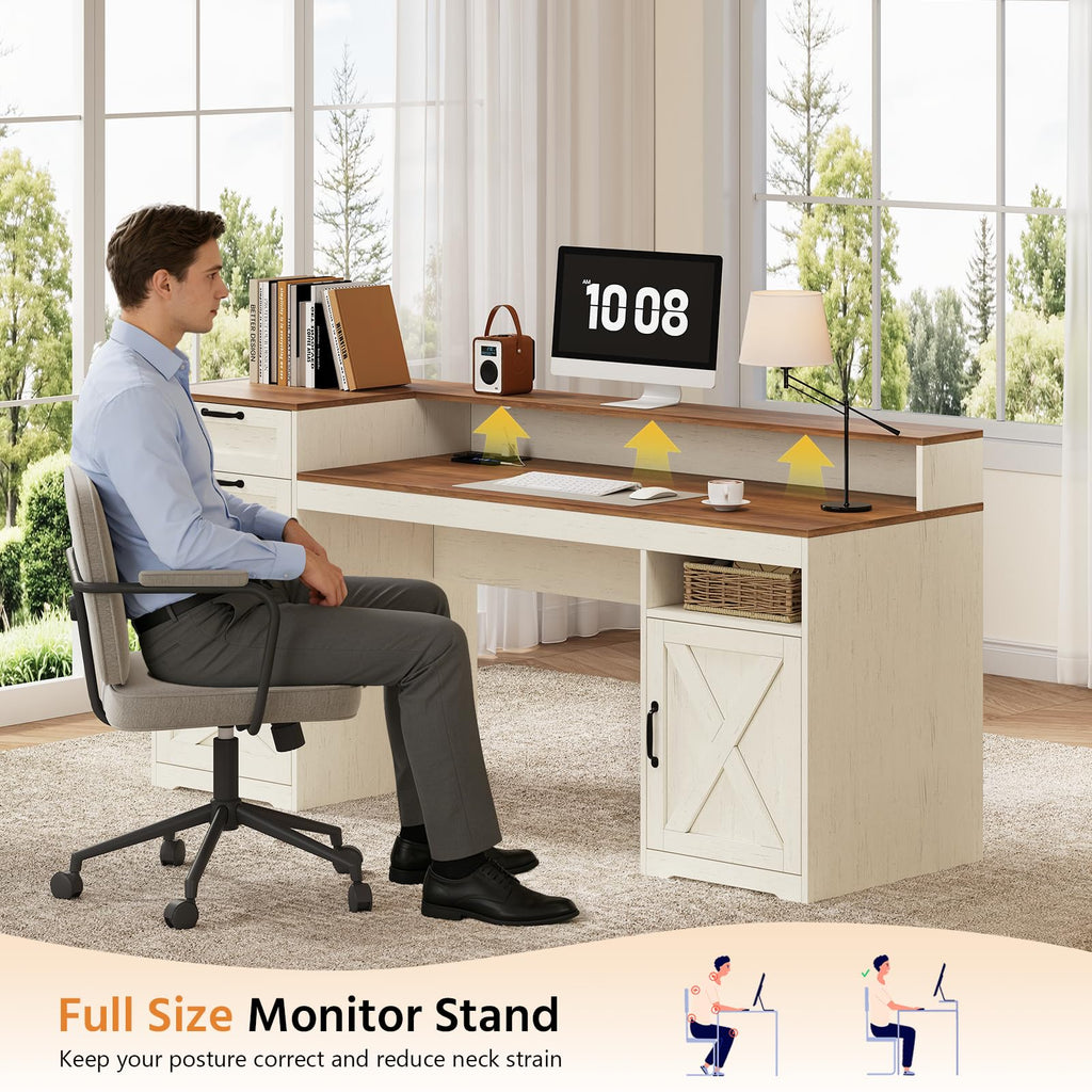 63" Computer Desk with 4 Drawers F1519