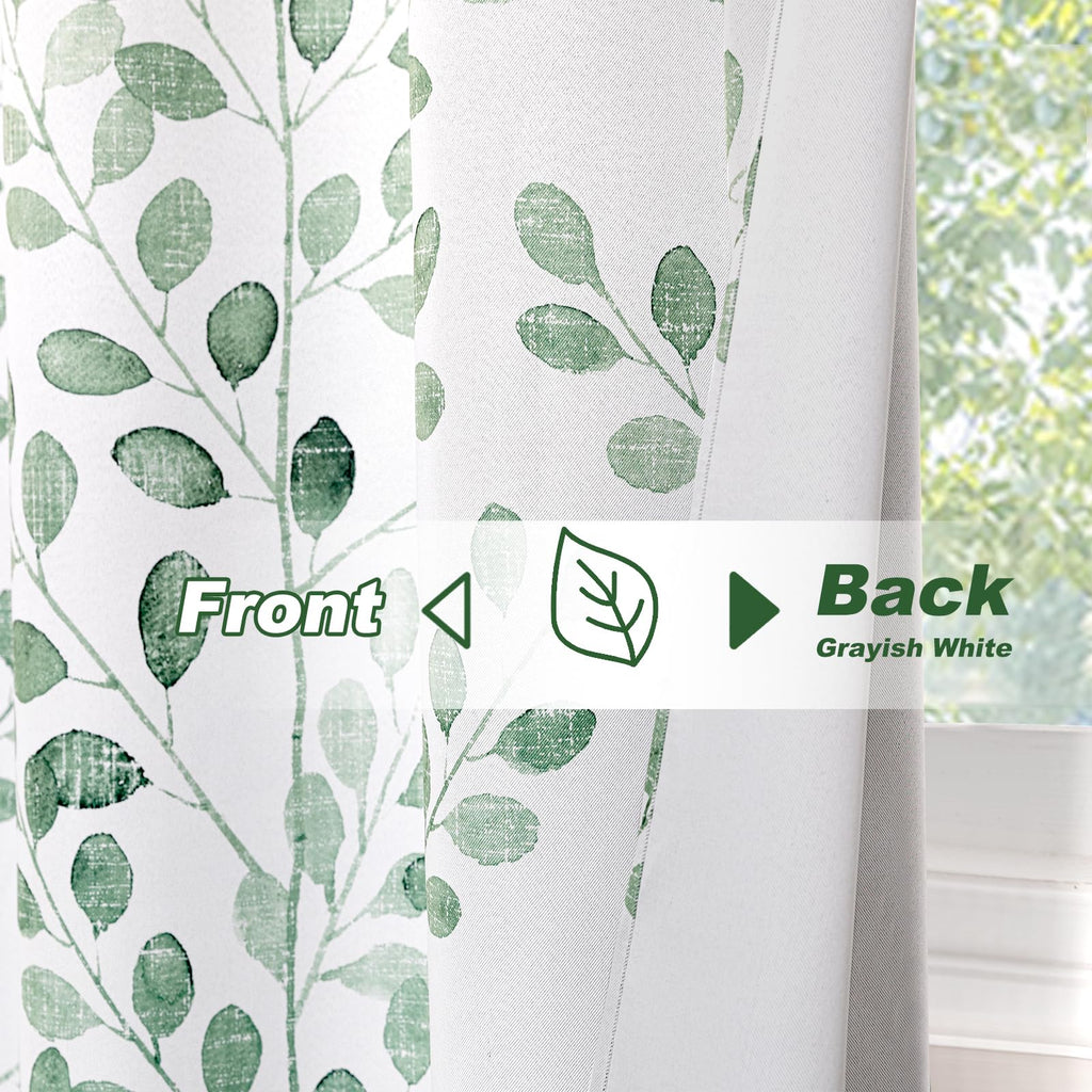Green Leaf Curtains 84 Inch Length Grommet 2 Pcs A7376