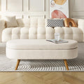 Beige Linen Upholstered Storage Ottoman Bench O382
