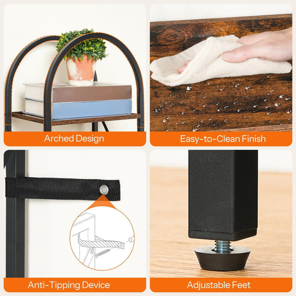 5-Tier Arched Bookshelf with Metal Frame M40370
