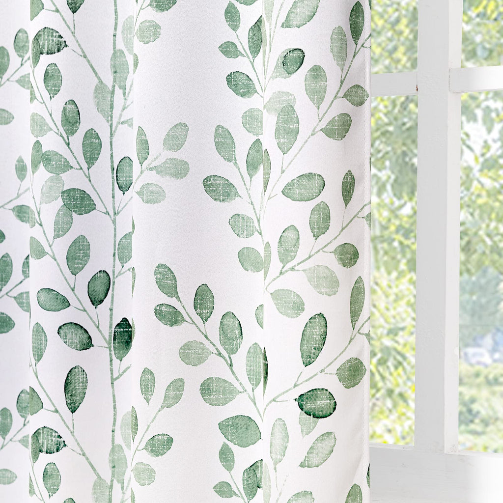 Green Leaf Curtains 84 Inch Length Grommet 2 Pcs A7376