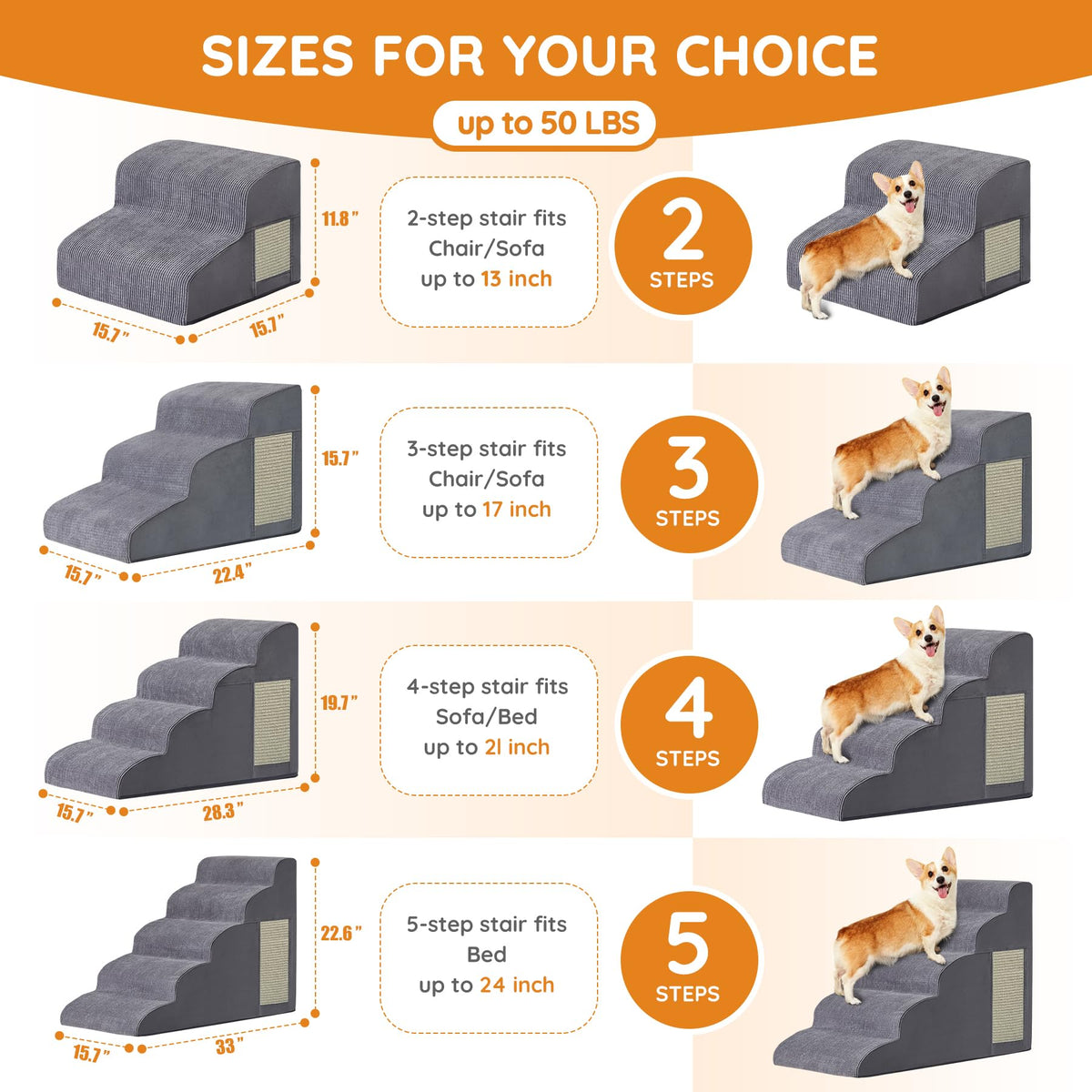 Dog Stairs 2-Step Grey R671513