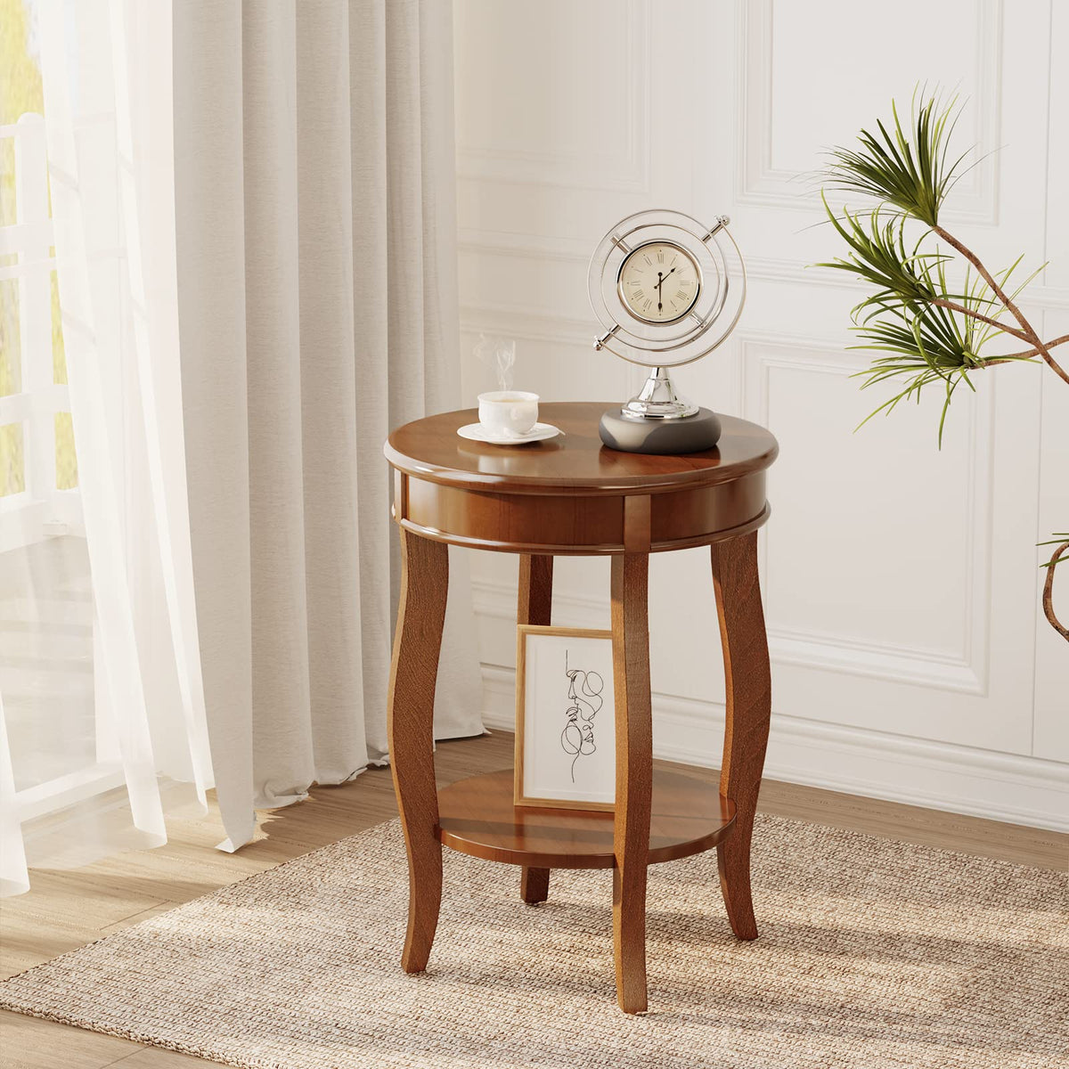 Round Accent Table with Storage Shelf F141