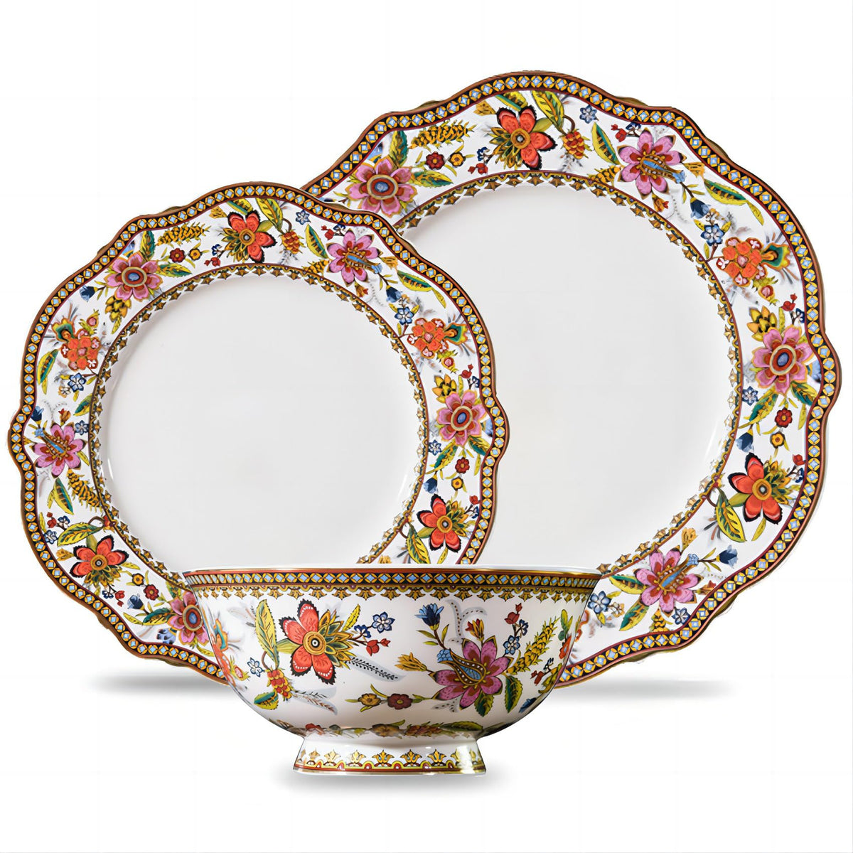Fine China 12-Piece Dinnerware Set for 4 with 24K Gold Trim B39772