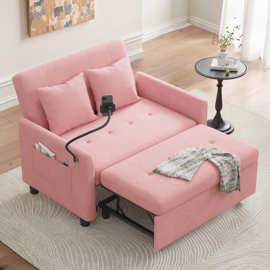 Pink Convertible Sleeper Sofa Bed D694