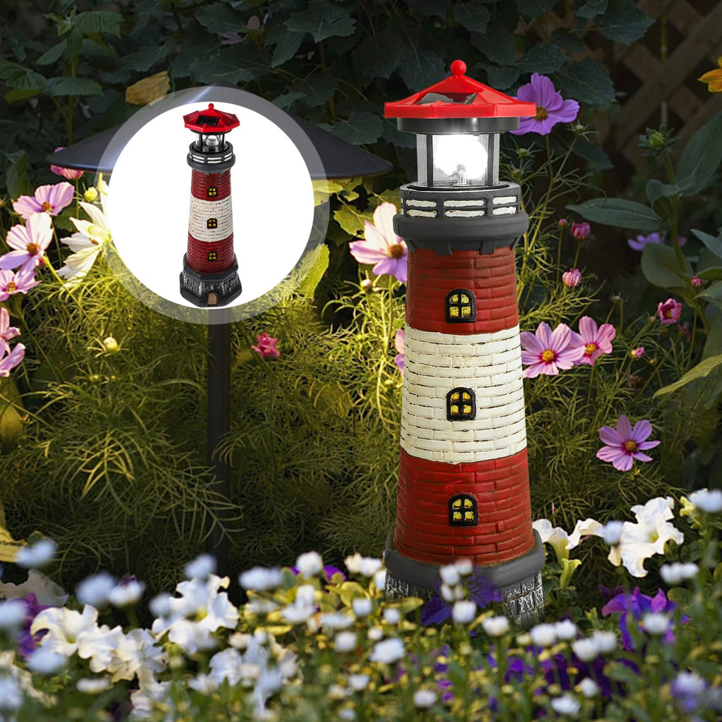 Solar Lighthouse Statue with Solar Light Waterproof Outdoor Decor K6129