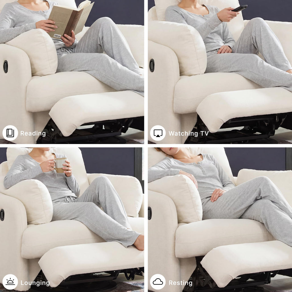 Beige Swivel Glider Recliner Rocking Chair A731
