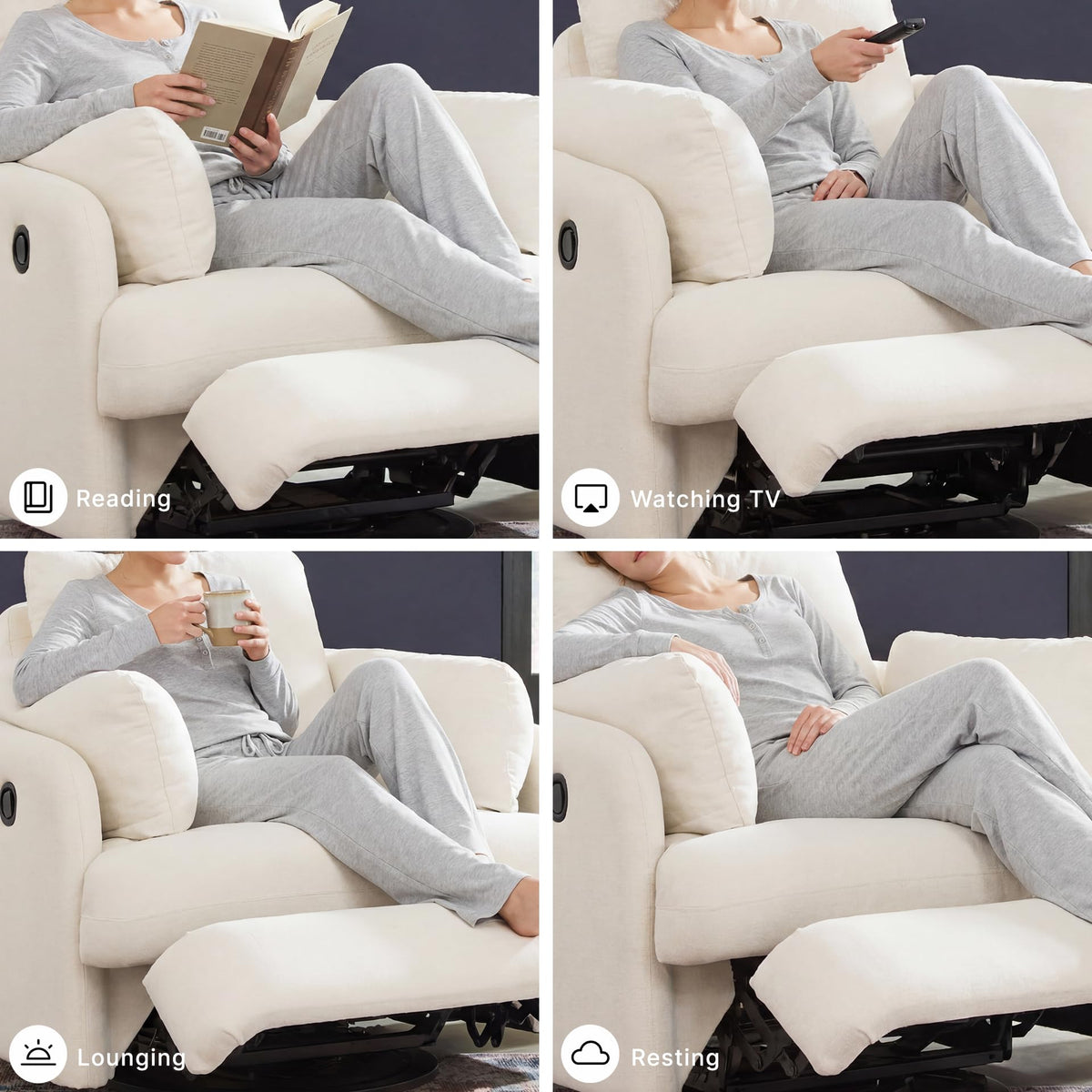 Beige Swivel Glider Recliner Rocking Chair A731