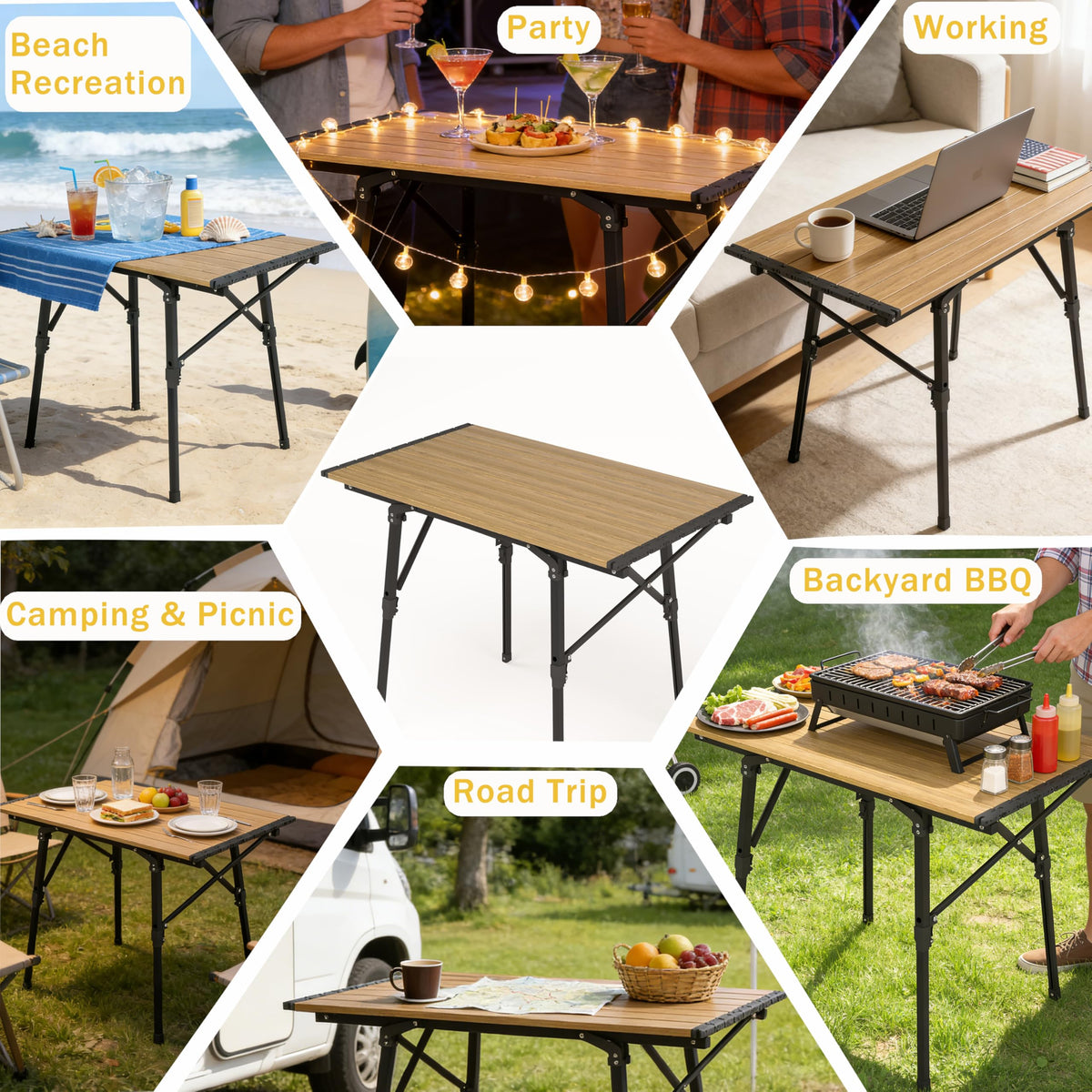Lightweight Aluminum Alloy Folding Camping Table with Carry Bag I1323