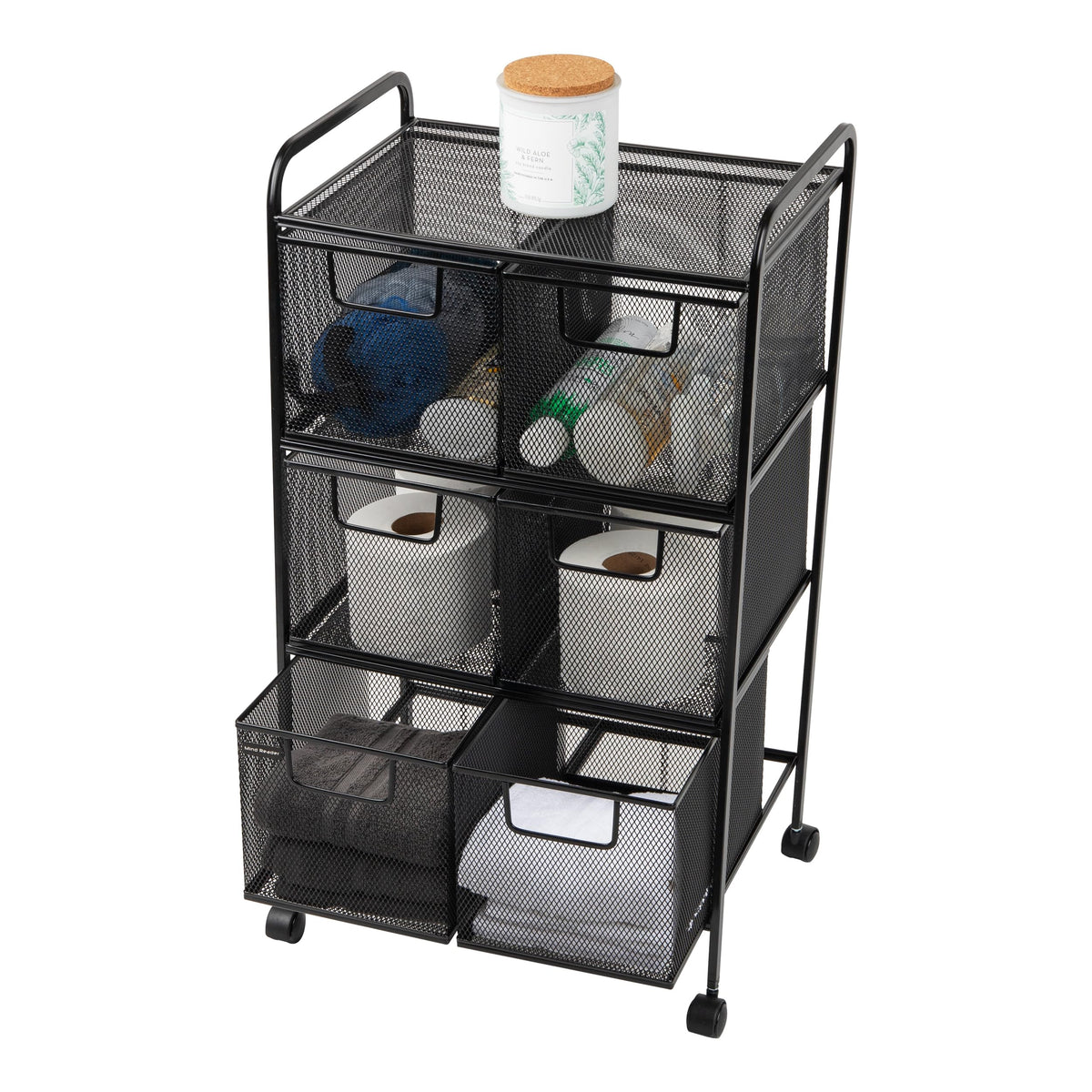 Black Rolling Cart with Drawers X143