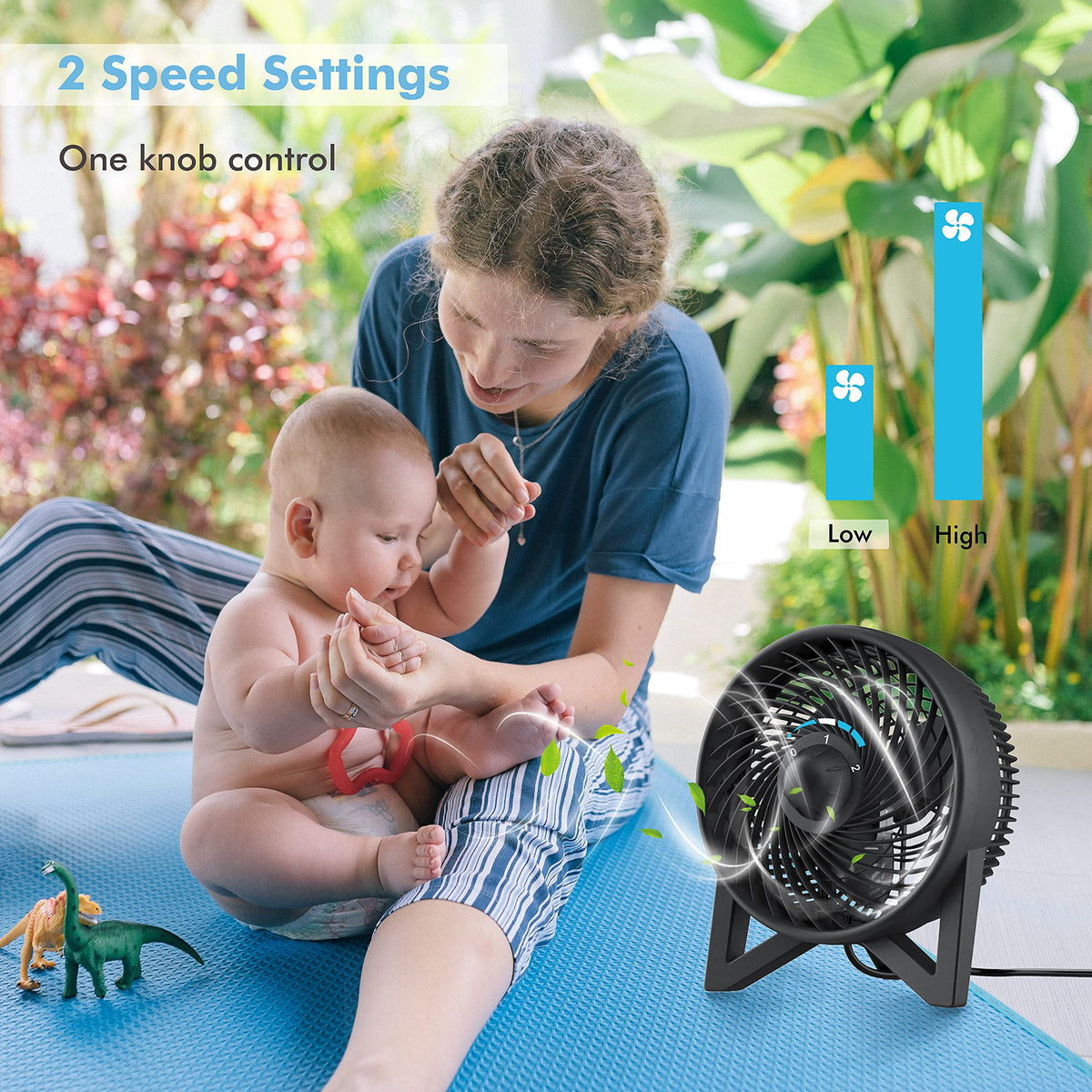 8 Inch Portable Quiet Desk Fan with 2 Speeds, Black U737491