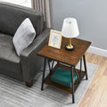 Mid Century Modern End Table with Storage, 2-Tier Open Shelves, Cherry Walnut K5936
