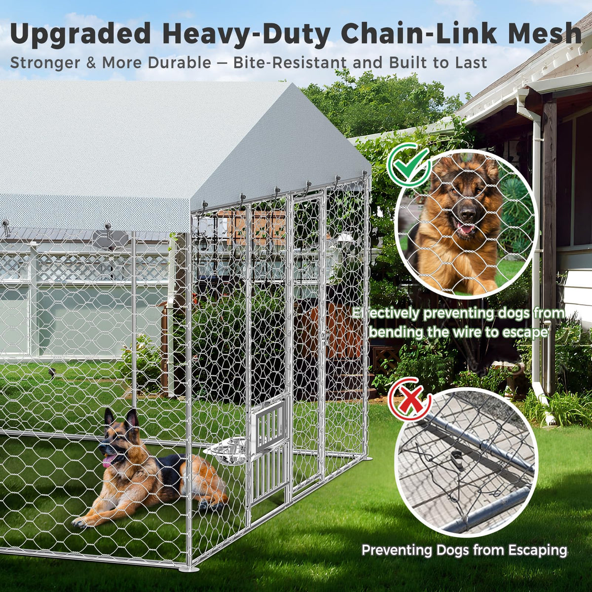 20×10×5.6FT Outdoor Dog Kennel with Bowls Y208