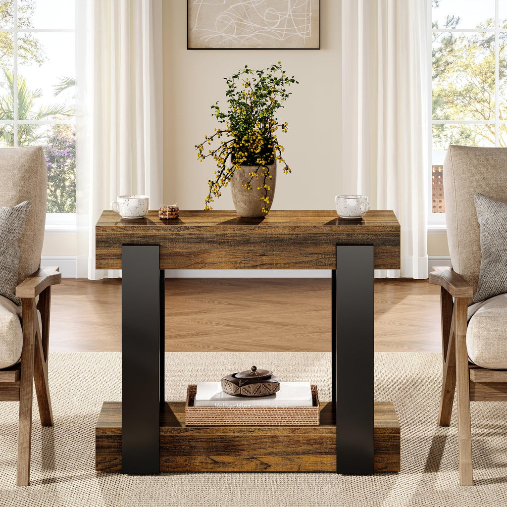 2-Tier Narrow End Table with Storage Shelf P258