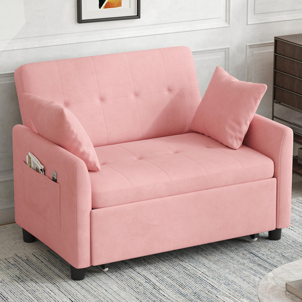 Pink Convertible Sleeper Sofa Bed D694