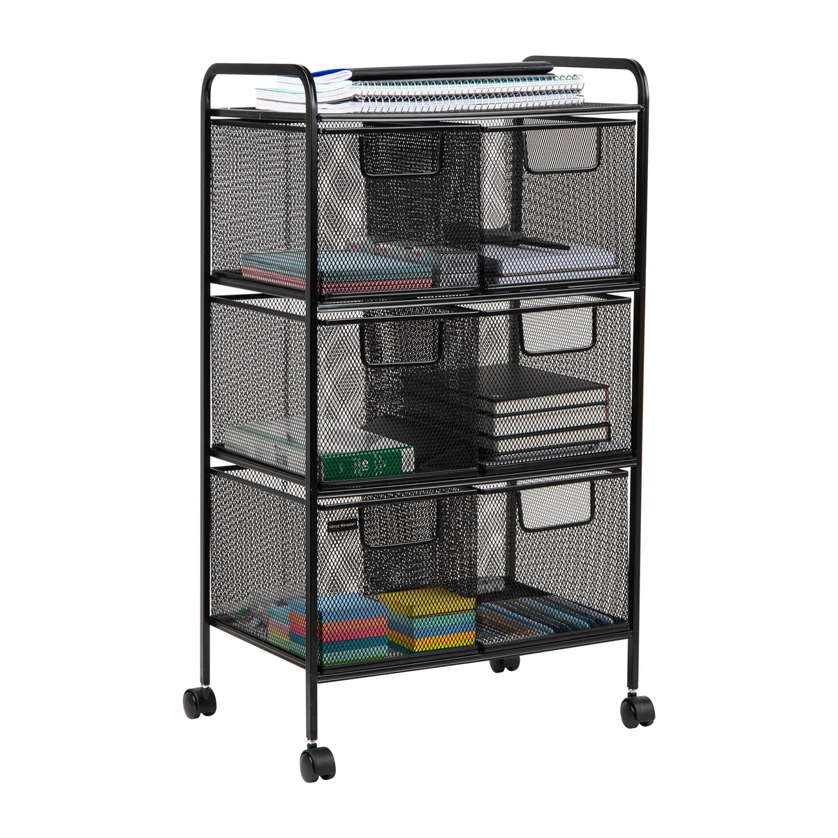 Black Rolling Cart with Drawers X143