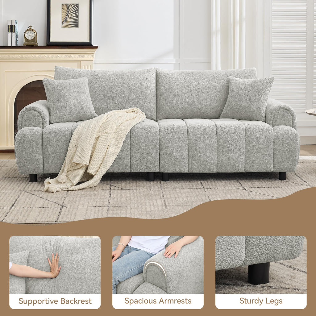 Light Grey Oversized Sherpa Boucle Sofa F886