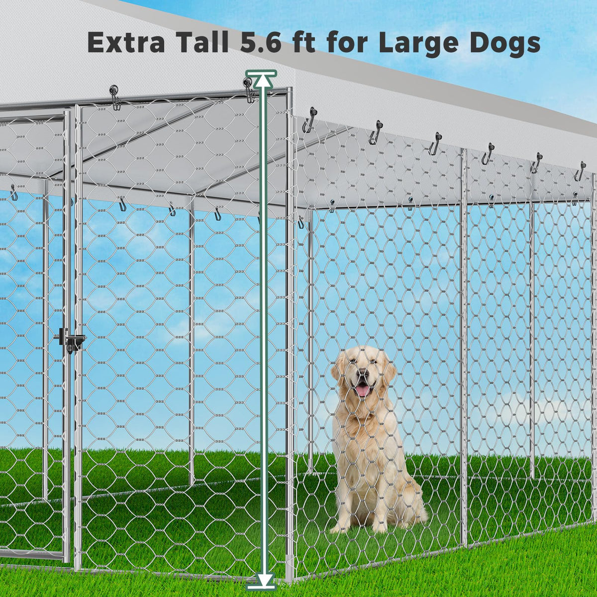 20×10×5.6FT Outdoor Dog Kennel with Bowls Y208