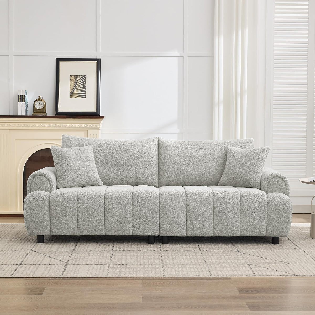 Light Grey Oversized Sherpa Boucle Sofa F886